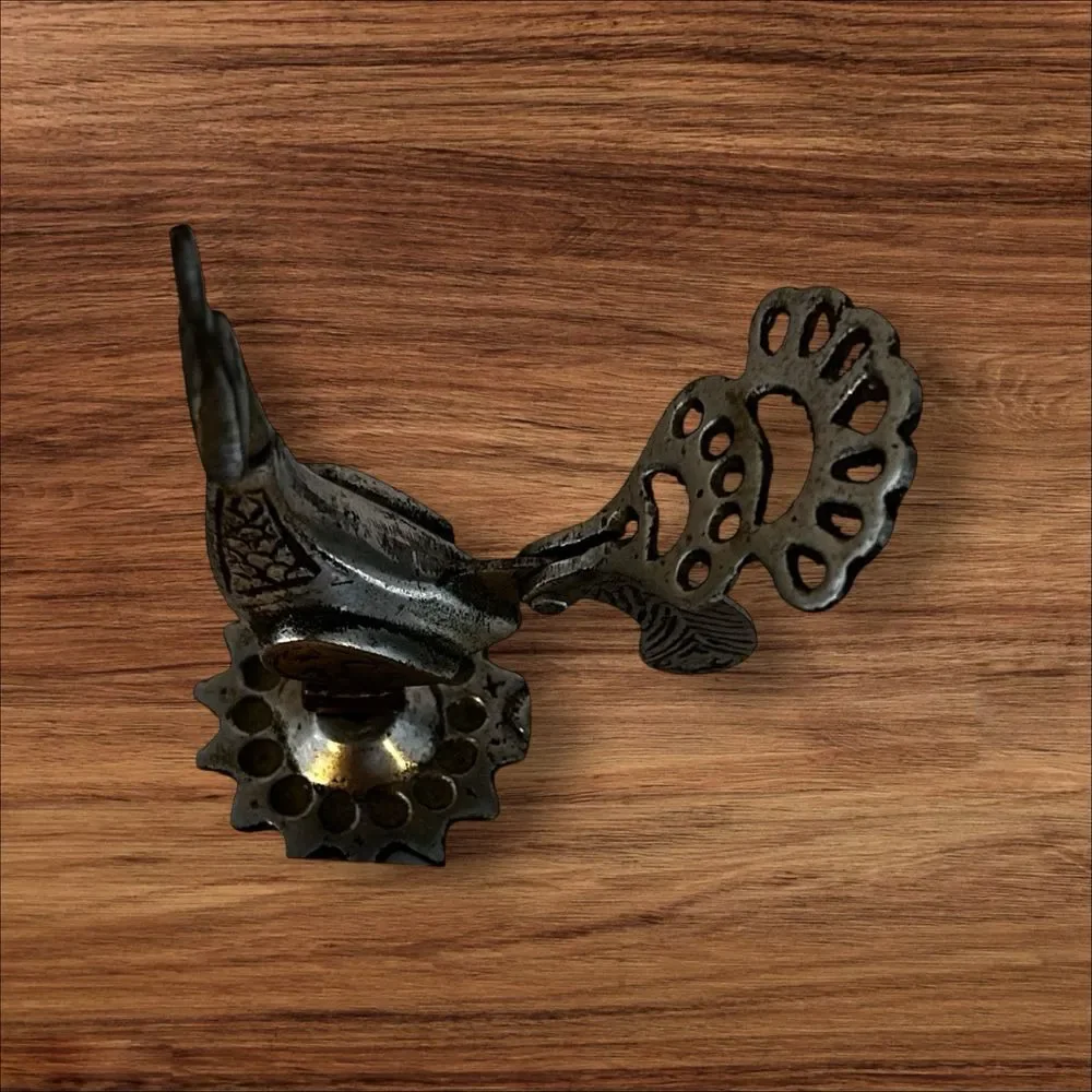 VTG Egyptian Solid Silver Brass Bird Kohl Eyeliner‎ Peacock Figurine 4 1/2